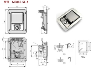 Hengsheng MS866-5 paslanmaz çelik/karbon çelik RV kilit T kilit üç çok noktalı düz kilit siyah anahtar ile - Product Image 6
