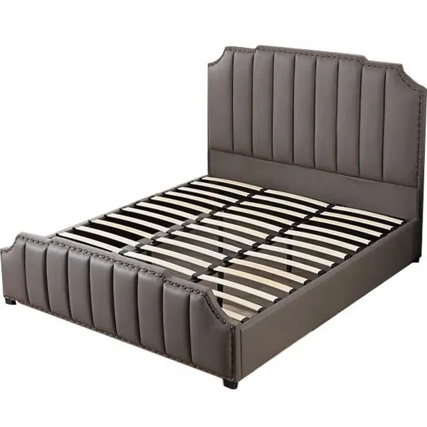 Mercato mobili camera da letto ecopelle di buona qualità e buona vendita in PU europeo 1.8m letto morbido in pelle sintetica in legno