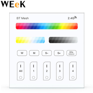 Светодиодный контроллер Smart RGBW Пульт дистанционного управления BT сетки Сенсорная панель контроллер 2,4 г 4 зоны группы управления с таймером для дома, отеля, - Product Image 1