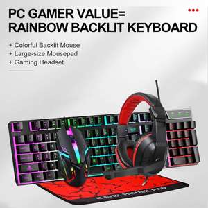 Backlit Wired 4-<strong>in</strong>-1 Teclados Gaming Rgb <strong>Keyboard</strong> and Mouse Headset Mouse Pad Combo Mechanical Style USB Connect for <strong>Computer</strong> - Product Image 5
