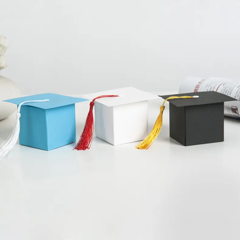 Holesale-caja de embalaje de sombrero de despedida de soltera, caja de dulces creativa de estilo europeo para fiesta de graduación