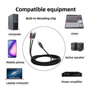 Chip de decodificación incorporado USB tipo C a 2 RCA Cable de audio para teléfono móvil Computadora Conexión de altavoces amplificadores - Product Image 5