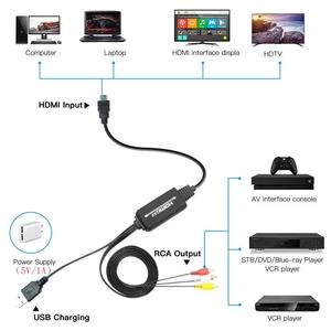 Convertidor de señal HDMI a RCA de 2M, Cable AV compuesto a RCA Cvbs con fuente de alimentación USB (macho a macho) - Product Image 4