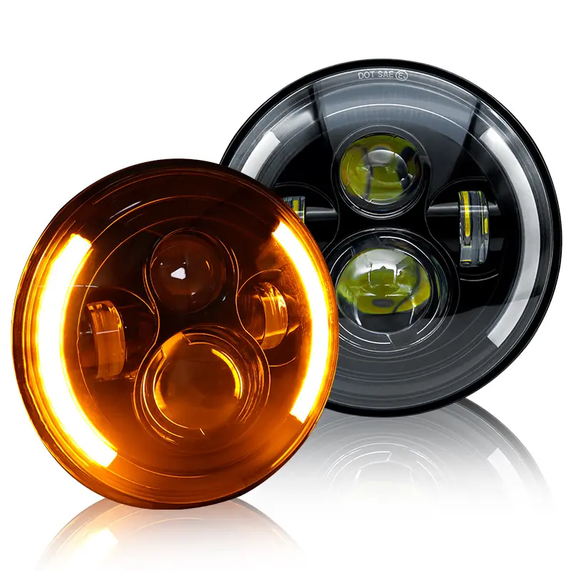 Terbaik-sellingHarley 7-inch Jeep LED semi-lingkaran 4-LED dengan proyektor off-road kendaraan mobil lampu modifikasi lampu sepeda motor