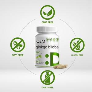 OEM Ginkgo Biloba 500mg Capsule Health Food Supports <strong>Brain</strong> and <strong>Memory</strong> <strong>Function</strong>,organic Materials - Product Image 2