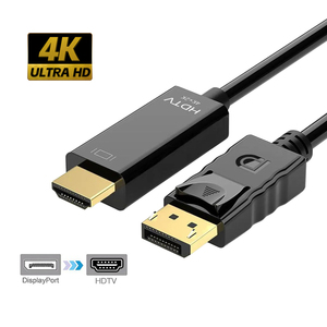 モニタープロジェクターコンピューター用の高品質ブラックディスプレイポートDP-HDMIオスアダプターコンバーターケーブル - Product Image 1