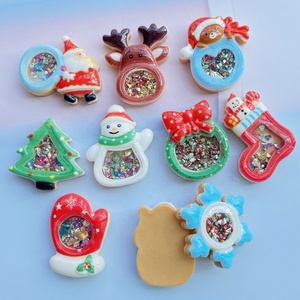 面白いクリスマスネイルデコレーションフラットバックレジンカボションハロウィンネイルチャームシャイニングXMASネイルデカールDIYヘアボウセンタークラフト