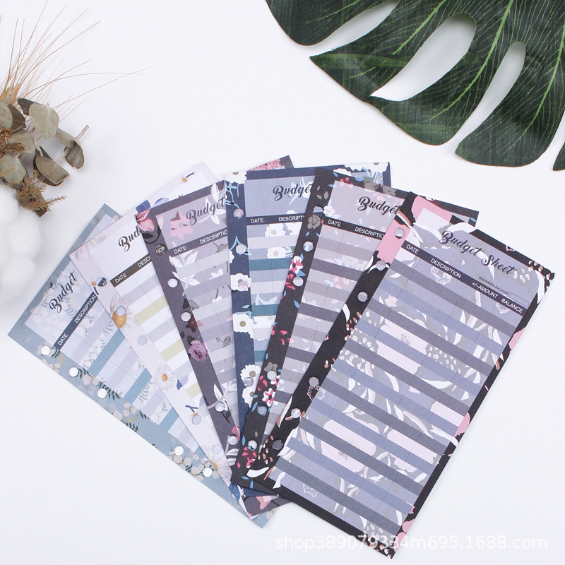 12 cartes de feuille de budget cerise