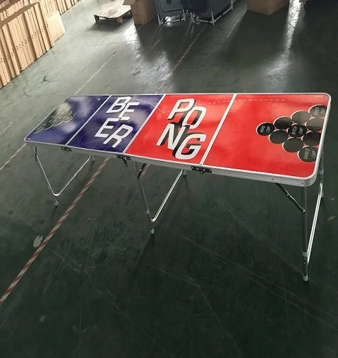 Tavolo da gioco Beerpong pieghevole su misura 8 piedi portatile pieghevole tavolo da birra Pong con foro