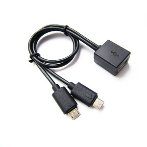 Cable divisor micro USB 2,0 tipo A macho personalizado Micro USB B a USB dual 2,0 A enchufe macho Cable de alimentación de datos Y