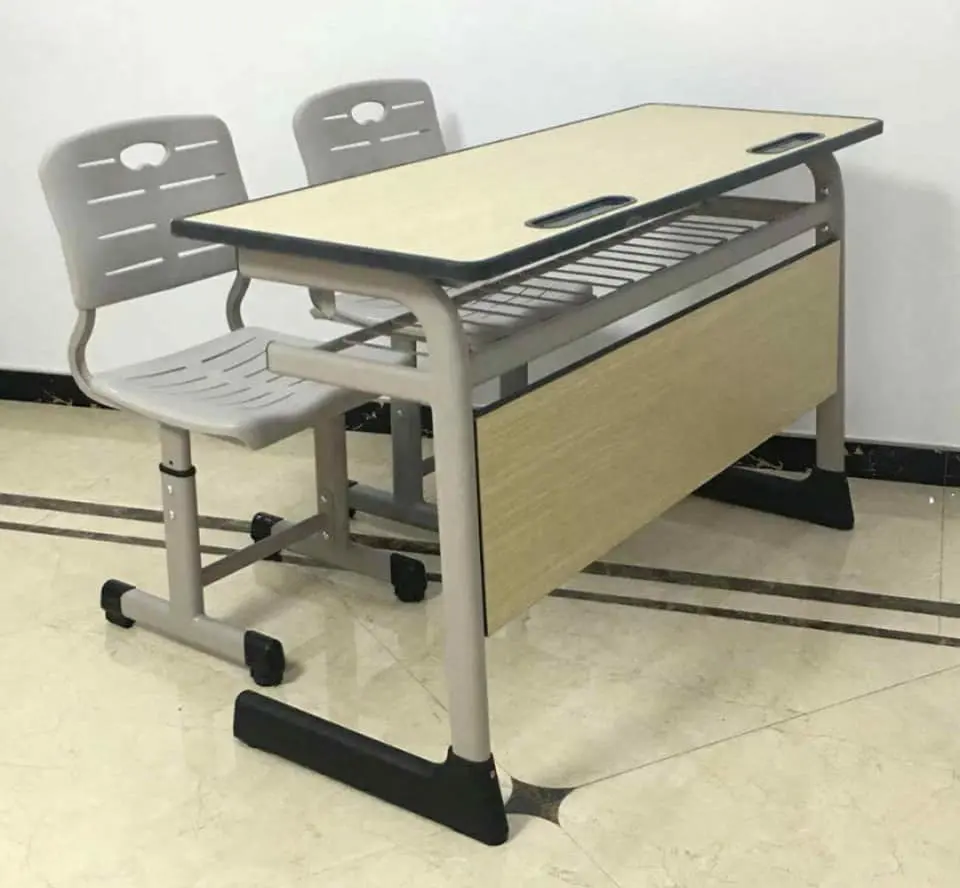 Mesa da escola e cadeira da madeira compensada; junior high school mesa e cadeira; mesa de sala de aula e cadeira de mobiliário escolar