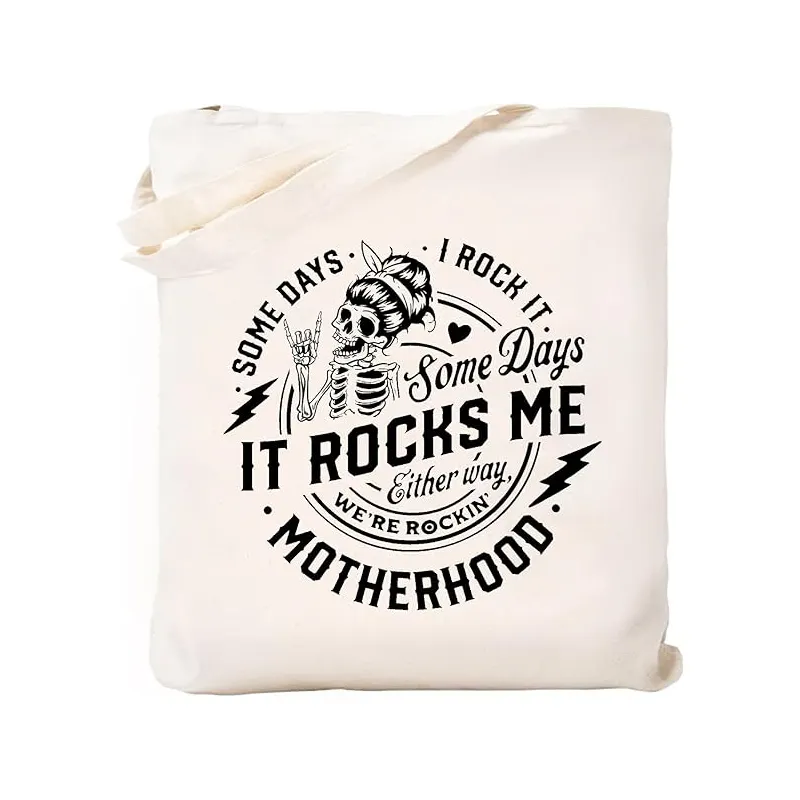 Bolso grande de lona reutilizable, bolso de compras de algodón con logotipo impreso personalizado para ir de compras