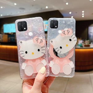 Oppo r11s için serin hello kitty kedi makyaj aynası IMD kabuk desen R9 telefon kılıfı 2-in-1 r11 artı oppo a15 için kt durumda toptan - Product Image 4