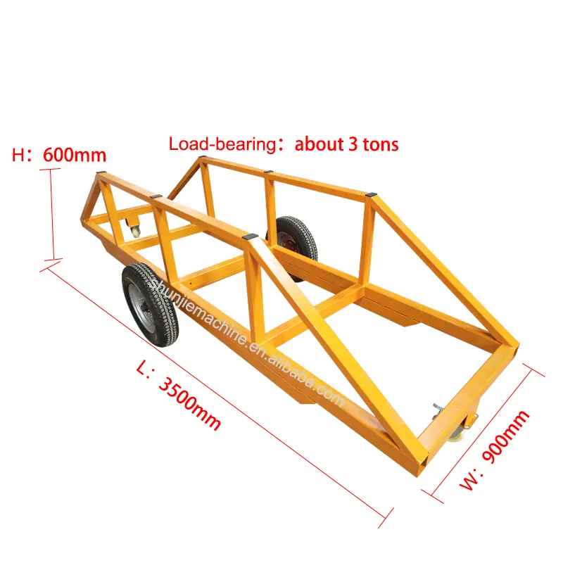 Load 3000kg steel pipe mental iron heavy material transport cart with four wheel for industrial factory