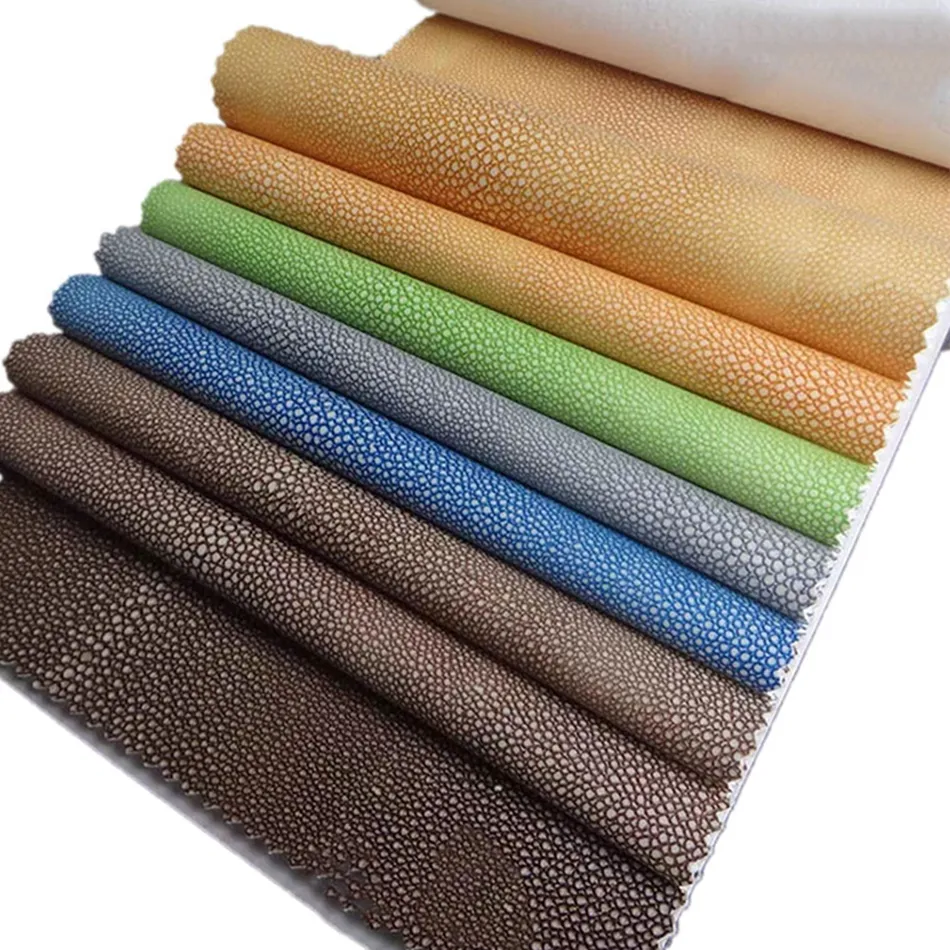 Uk Flame Retardant Semi Pu Synthetic Pvc Pearl Fish Shagreen Faux Leather For Furniture Handbags Dining-table Pad Cabinets Makin