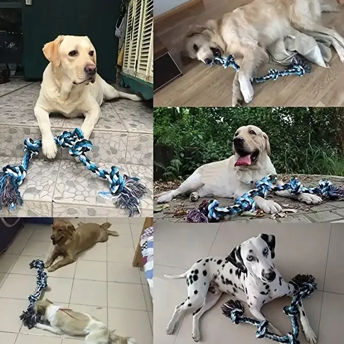 5 קשרים כלב חבל צעצועי עמיד של משייכת כלב צעצועי בינוני גזעים כלב ללעוס צעצועי חבל