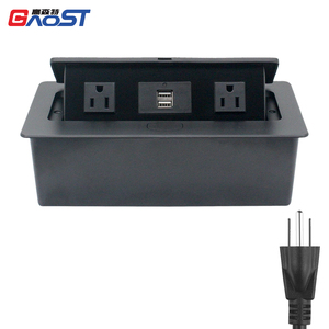 Caja de información de escritorio multifunción, toma USB integrada, agujero de red de ordenador, enchufe de escritorio universal de tres agujeros emergente - Product Image 1