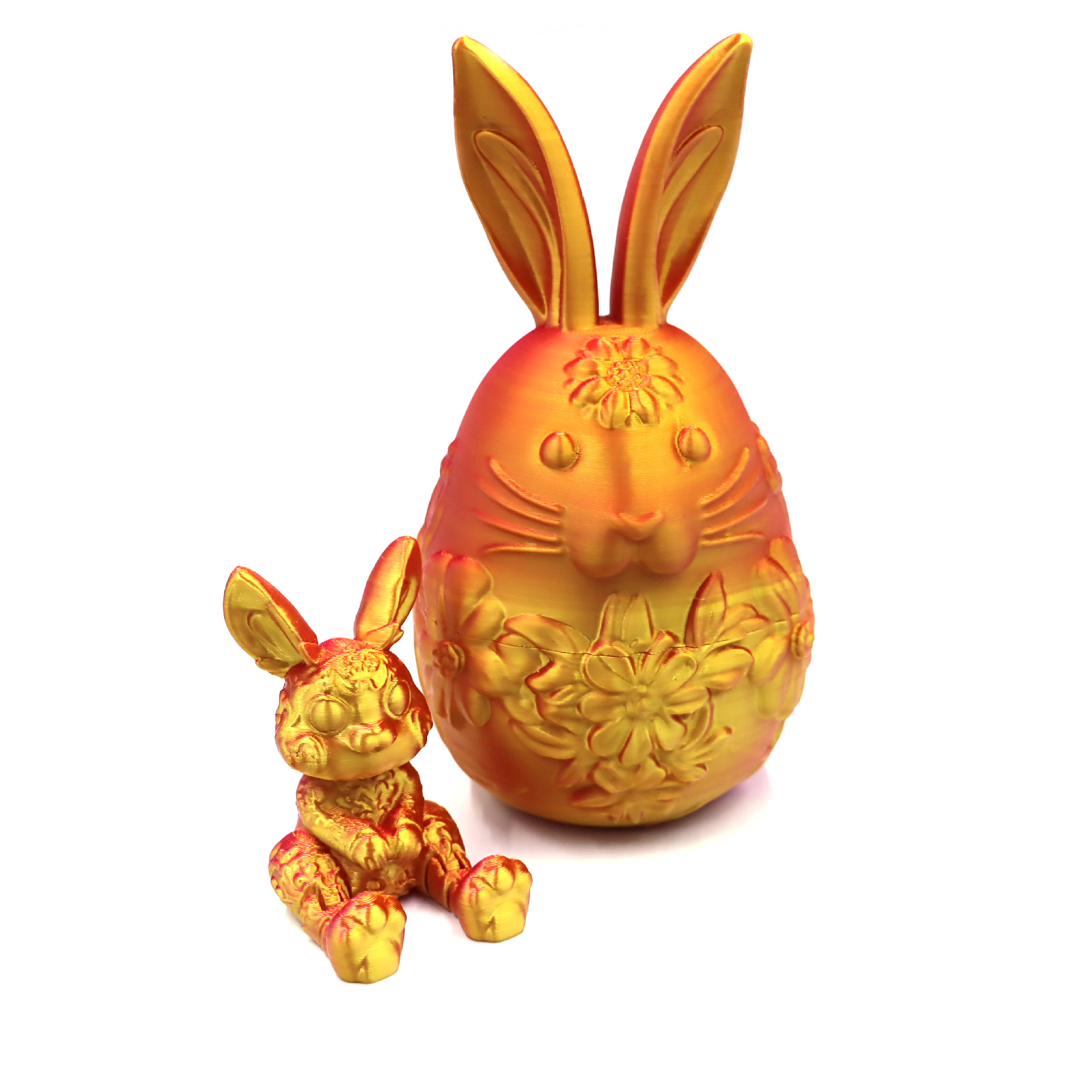 Hinged Rabbit 15.2cm Sunflower Rabbit Egg - Red and Gold Gradient