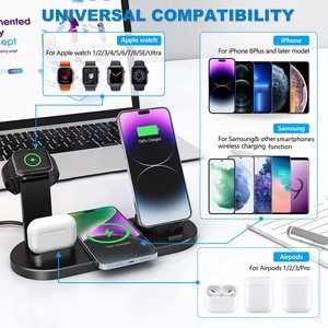 เครื่องชาร์จไร้สายแบบพับได้ 4 ใน 1 เครื่องชาร์จมัลติฟังก์ชั่นที่รวดเร็วขาตั้งโทรศัพท์ 4 6 In 1 เครื่องชาร์จไร้สายสําหรับสถานีชาร์จของ Apple - Product Image 2