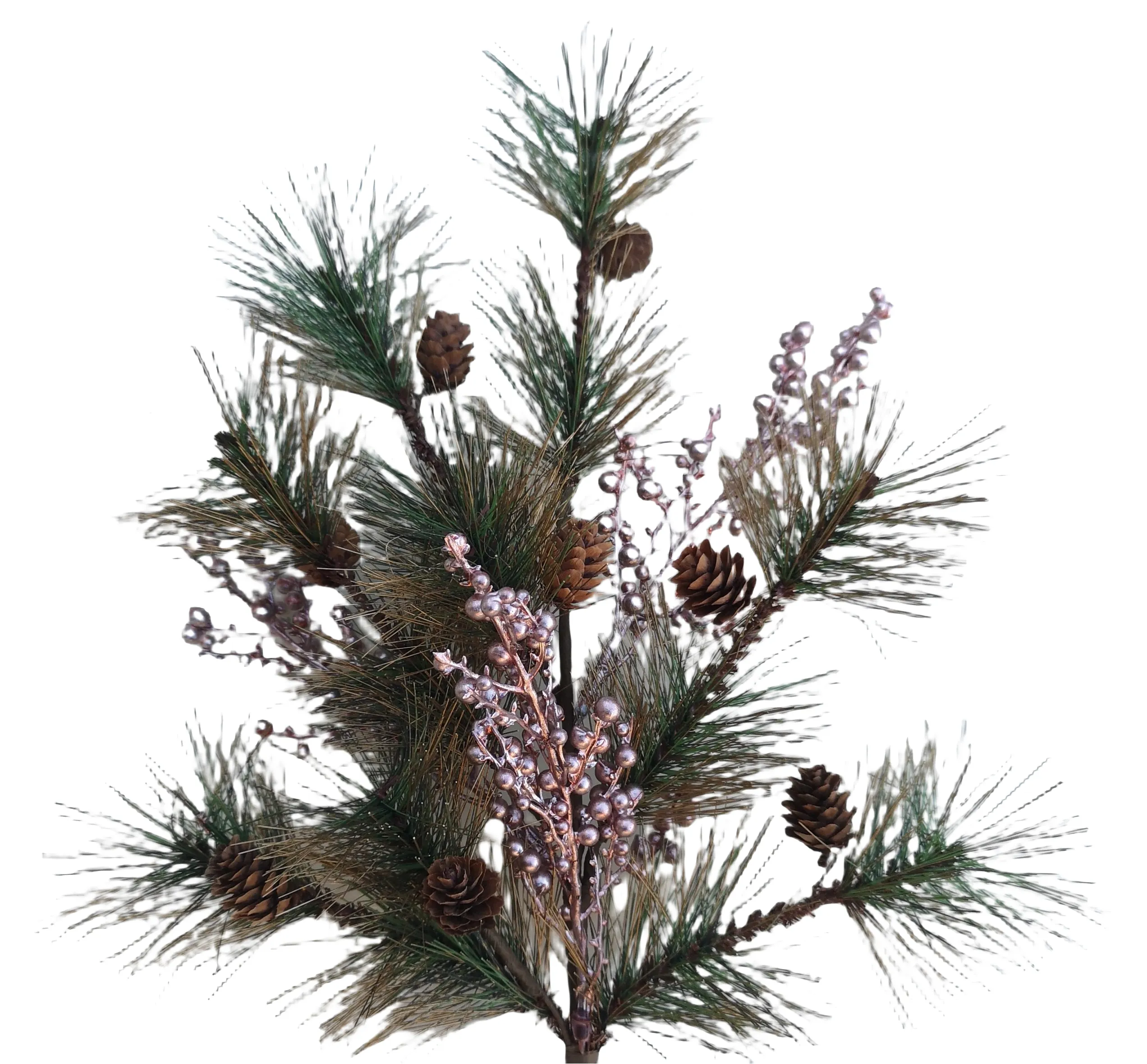 Simulación navideña baya Rama de pino copo de nieve decoración natural accesorios de piñones decoración de árboles de Navidad ramas