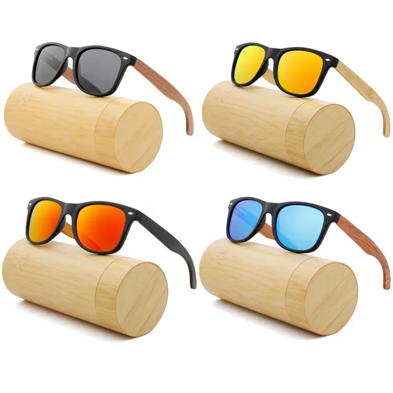 2024 hommes lunettes de soleil polarisées en bois Logo personnalisé lunettes de soleil polarisées en bois de bambou