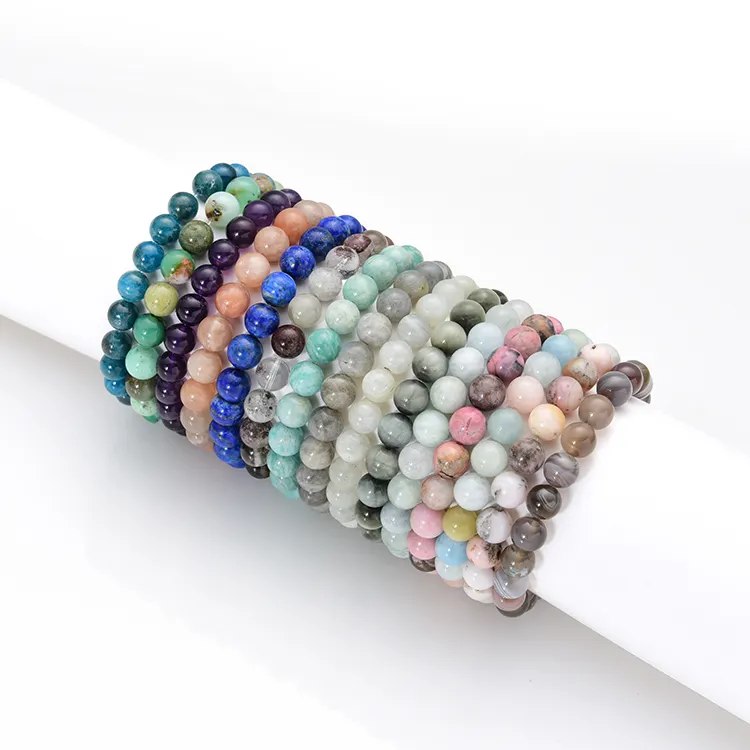 Natürliche Edelstein Armreifen Healing stein Perlen Armbänder für Frauen Schmuck pulsera mujeres