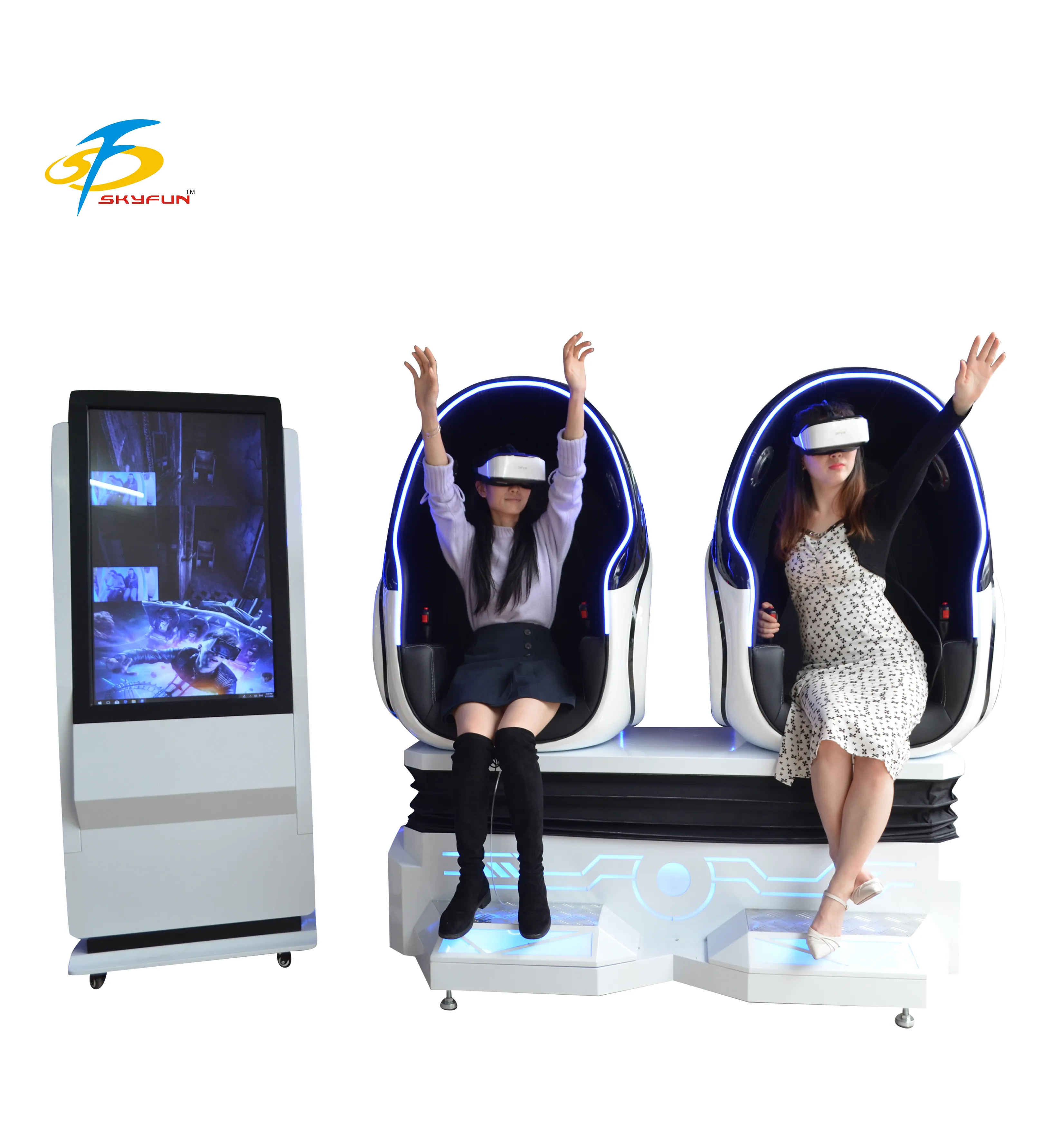 Skyfun 2 / 3 / 4 siège multijoueur vr oeuf chaise 9D vr Tout En Un vr roller coaster simulator 360 vr simulateur