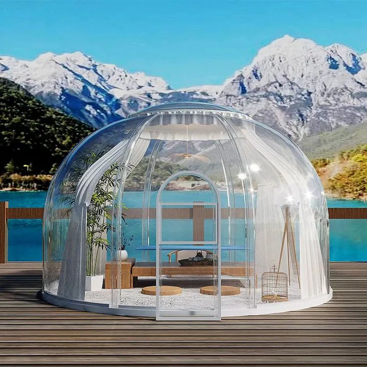 Tente de luxe, dôme, Glamping, avec gazébo en verre, tente de piscine extérieure, dôme, tente, 3.6M