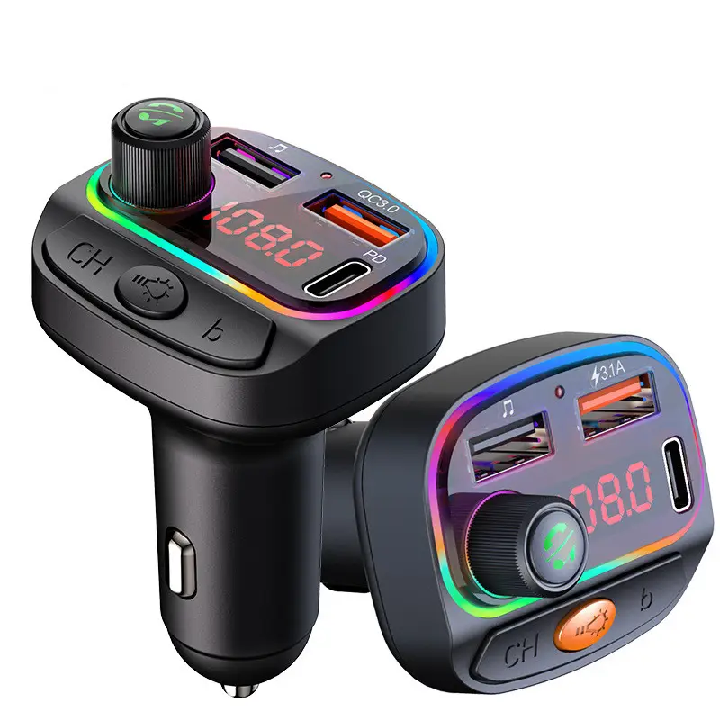 ชุดเครื่องเสียงรถยนต์บลูทูธพร้อม USB C 3.1A โมดูเลเตอร์ส่งสัญญาณ FM เครื่องเล่น MP3ในรถ