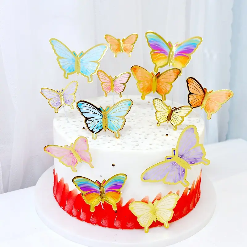 Viele Arten Geburtstag Cupcake Back dekoration 3D Butterfly Cake Topper für Geburtstag Hochzeits dekoration