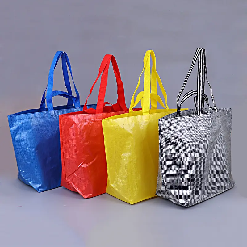 Полипропиленовая тканая Огромная Сумка-тоут с RPET покрытием складная перерабатываемая сумка с логотипом напечатанная сумка для покупок