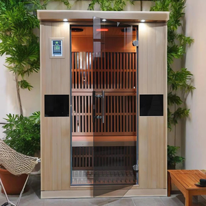 2-Person Near Infrared <strong>Led</strong> Wood Miracle Heat Infrared Sauna Cabin Low EMF Computer Control Panel Solid Hemlock Type Garden Sauna - Product Image 1