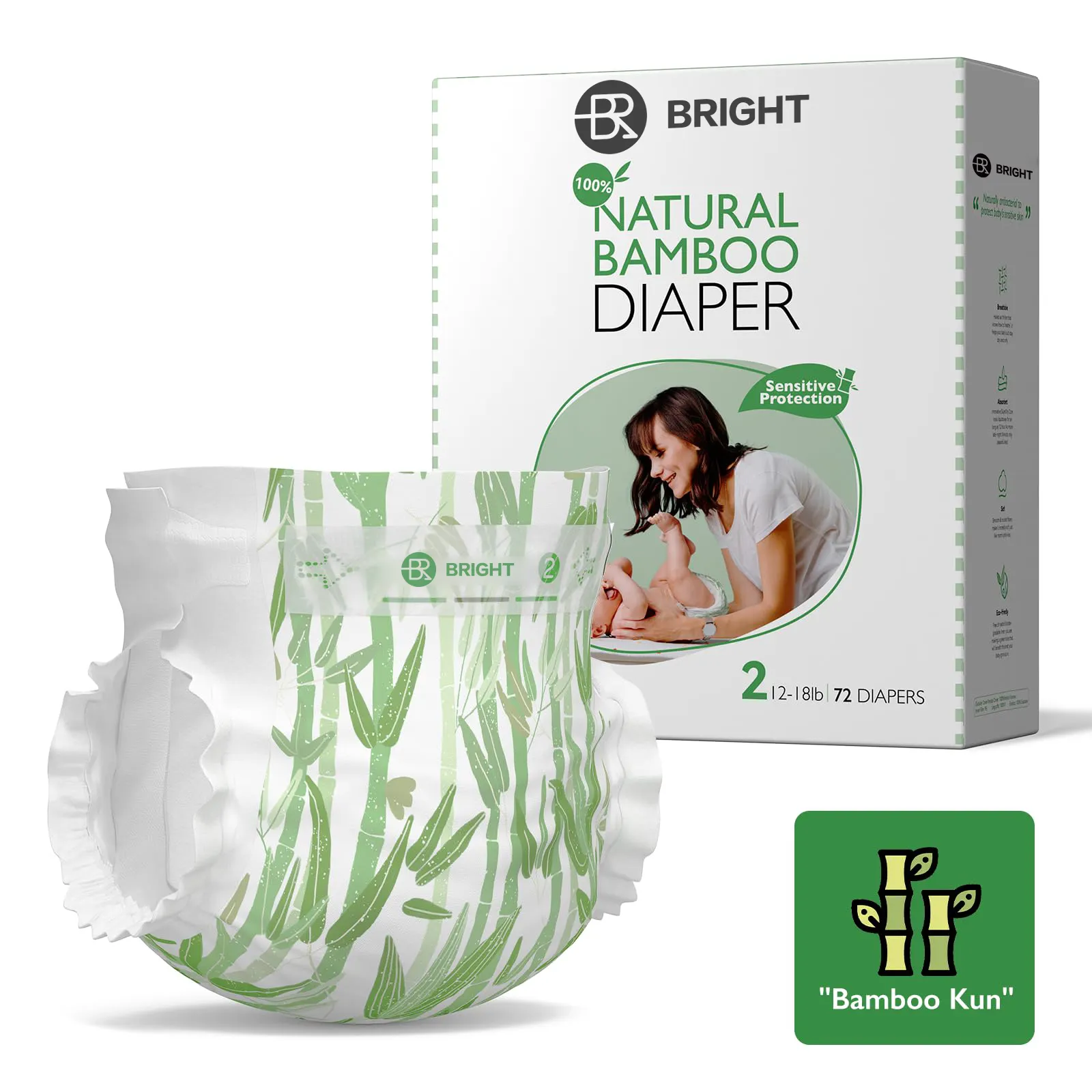 Tre tự nhiên Breathable bé tã không gây dị ứng cho da nhạy cảm dùng một lần tã với Leak-proof 3D legcuffs bán buôn