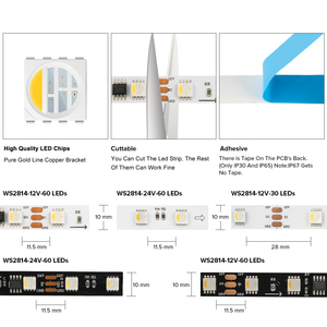 WS2814 12V 24V Led şerit işık 4 in 1 piksel WS2811 RGBWW RGBCW adreslenebilir Led şerit ışıkları - Product Image 3