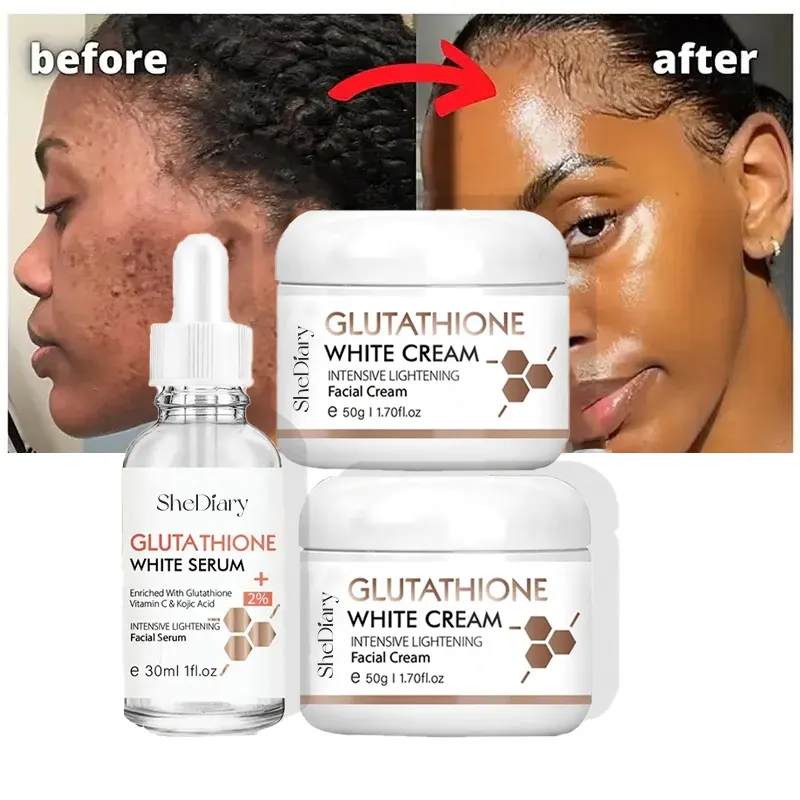 Shediary Extra Whitening Skin Care Kit Fast Bleaching Face Cream Serum Glutathione Brightening Skin Care Set Makeup Sets Adults