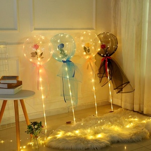 Tái Sử Dụng Ngày Valentine Hoa Hồng Led Balloon Rõ Ràng Bobo Balloon <span class=keywords><strong>Rose</strong></span> Bouquet Với Ánh Sáng Led - Product Image 2