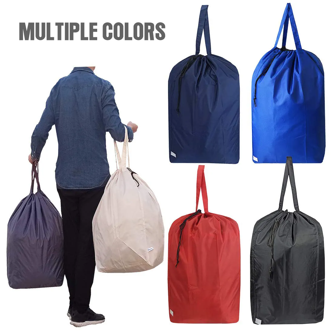 Sac à linge de voyage Design plié avec cordon de serrage Panier à linge de style sac à dos Grande taille en nylon robuste L (35*35*70cm *)