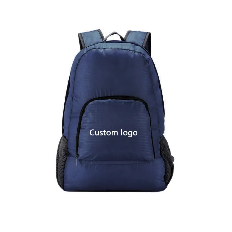 कस्टम लोगो बैक पैक हाइकिंग ट्रैवल बैग 210d पॉलिएस्टर तह प्रचार आकस्मिक खेल बैकपैक्स बैग के लिए सस्ते बैकपैक बैग बैग बैग