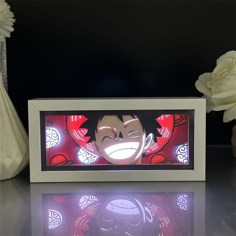B4-16 one piece straw hat luffy laughs-white light