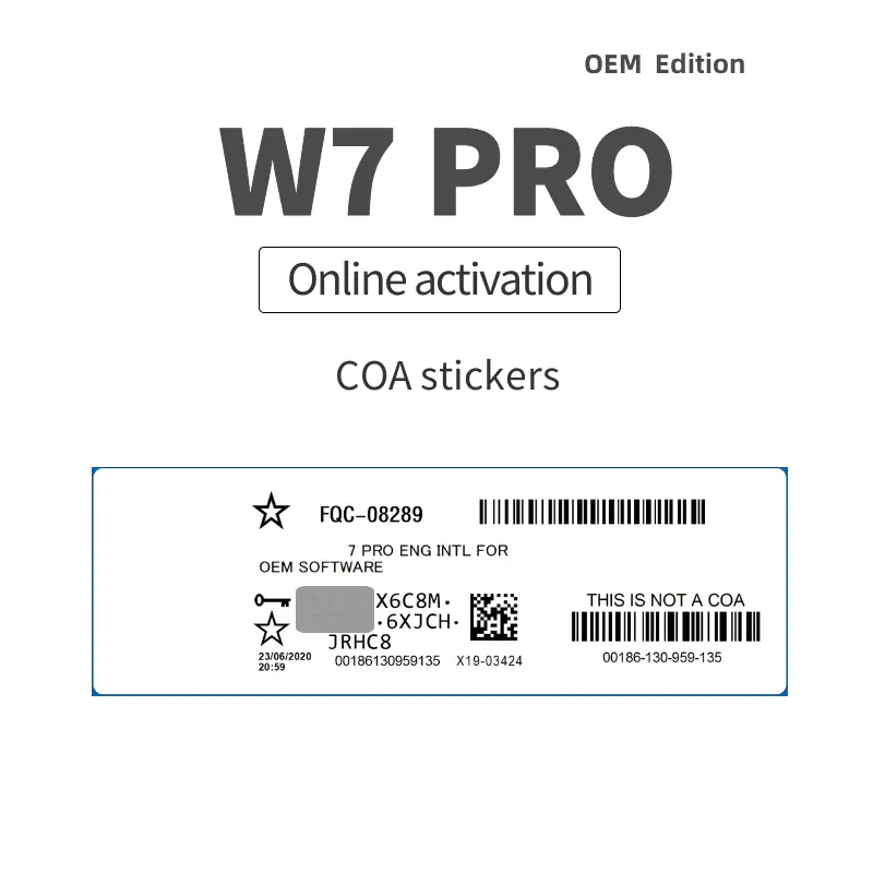 Véritable étiquette ruban d'activation en ligne de clé de licence OEM Windows 7 pro pour l'autocollant de clé Win 7 Pro Offre Spéciale 12 mois de garantie