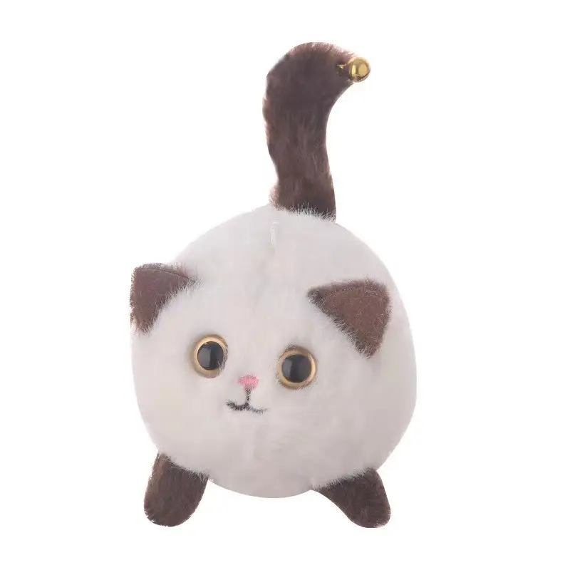 2024 poupée chaton appuie sur un jouet en peluche avec une queue qui remue du son, tire une ficelle et entoure une jolie poupée porte-clés sac à dos en peluche