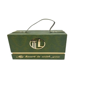 Lüks güzel tasarım özel Logo Flip açık Sturday adaçayı yeşil hediye ambalaj kutusu düğün promosyon ambalaj kolu ile - Product Image 1