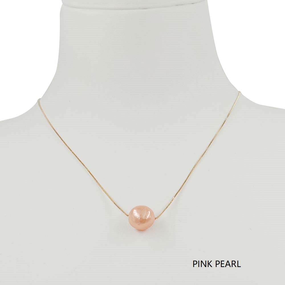 Métal doré - Perle rose