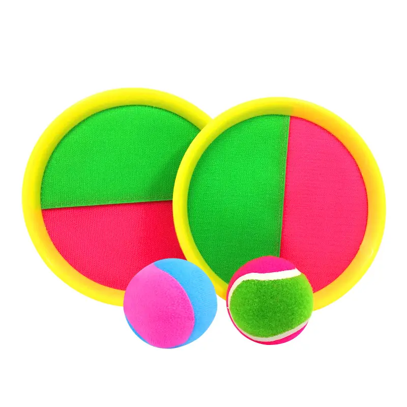 Pelota de paleta para exteriores de Venta caliente para niños, juego de lanzamiento y captura, tela tejida de bucle de nailon pegajoso cubierto