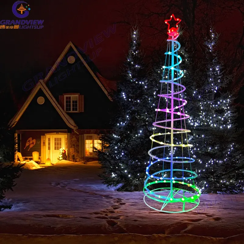 Luz LED en espiral para árbol de Navidad, decoración de jardín, hogar, nuevo diseño