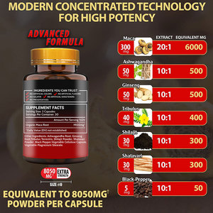 OEM ผู้ชายยาเสริมพลัง Maca แคปซูลส่วนผสมจากธรรมชาติ Maca 1900MG พร้อมโรงงาน GMP พร้อมใบรับรองความปลอดภัยของอาหาร HACCP ISO ฮาลาล - Product Image 2