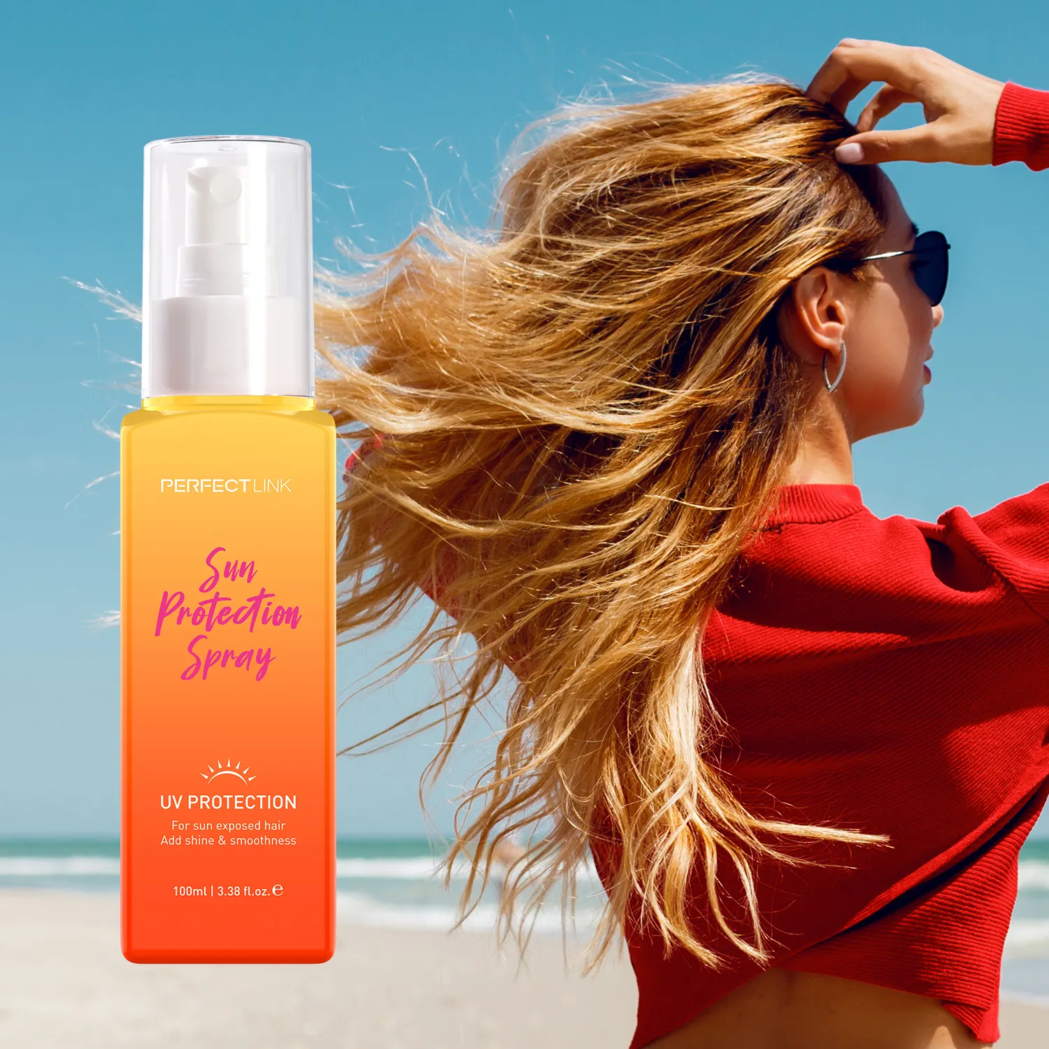 Saç ve saç derisi için hidrat güneş spreyi, zararlı UV ışınlarından, yağlı olmayan güneşten ve okyanus tuzu sprey formülünden arındırıcı sis