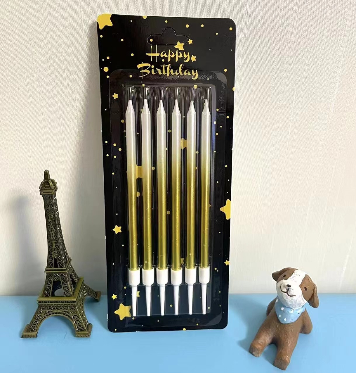 การ์ดสีดำ + เทียนสีขาวสีเหลือง