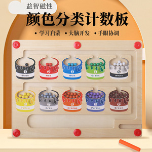 幼児向け早期教育カウントボード色番号認知分類迷路ウォーキングおもちゃウッドペンおもちゃ - Product Image 5