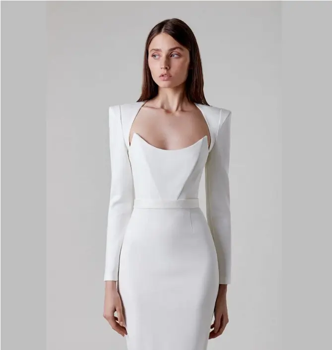 Vestido de manga larga Bandage para mujer, Vestido de punto de Color liso